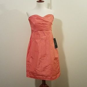 NWT Jcrew strapless silk taffeta coral dress